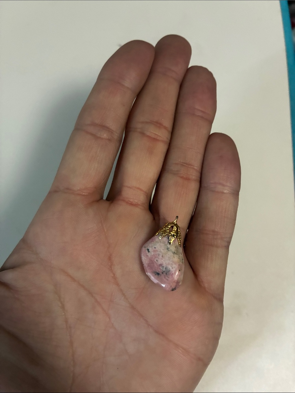 Vintage tear drop rhodenite pendant